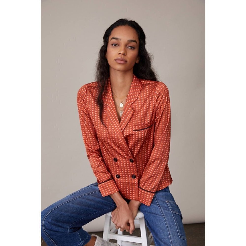 Anthropologie hutch Rita Plaid intimates double breasted blouse